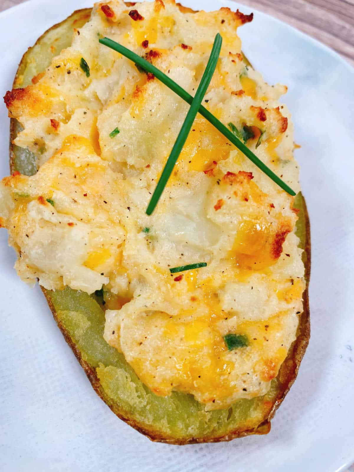Half-Baked Twice-Stuffed Potatoes with Cheddar and Chives