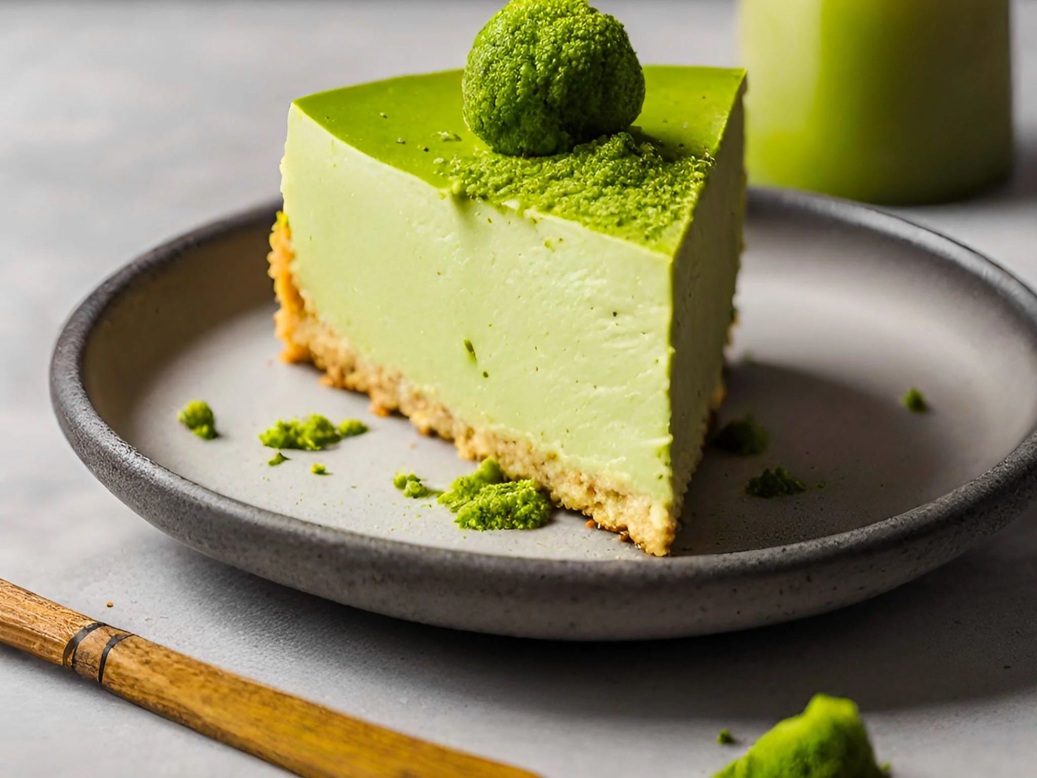 No-Bake Matcha Green Tea Cheesecake with Sesame Crust
