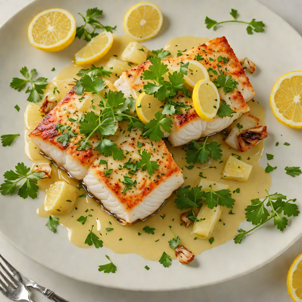Pan-Fried Cod with Garlic Lemon Butter and Parsley