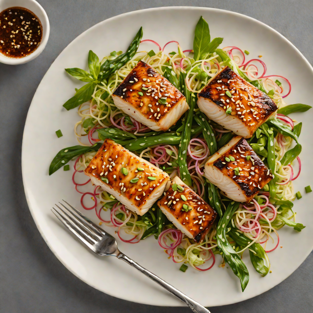 Grilled Miso-Glazed Black Cod with Sesame Scallion Salad
