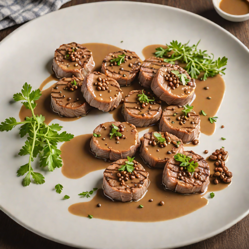 Pan-Seared Kangaroo Medallions with Wattleseed Peppercorn Sauce