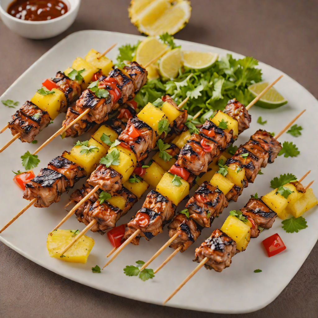 Tamarind-Glazed Grilled Pork Skewers with Pineapple Salsa