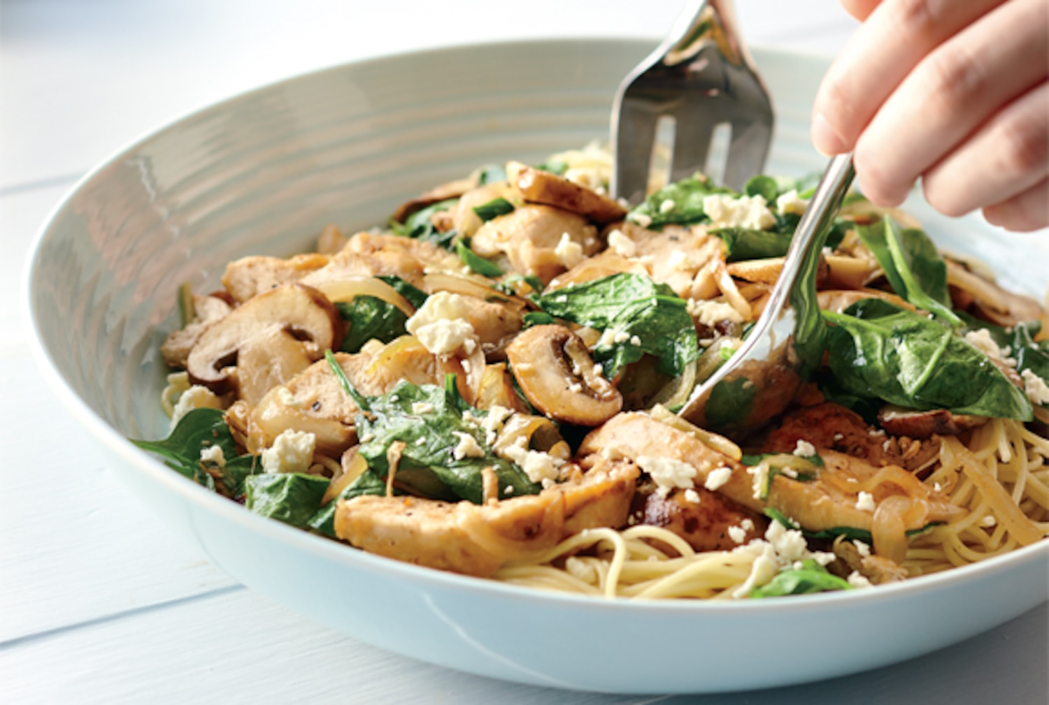 Mediterranean Chicken and Spinach Pasta