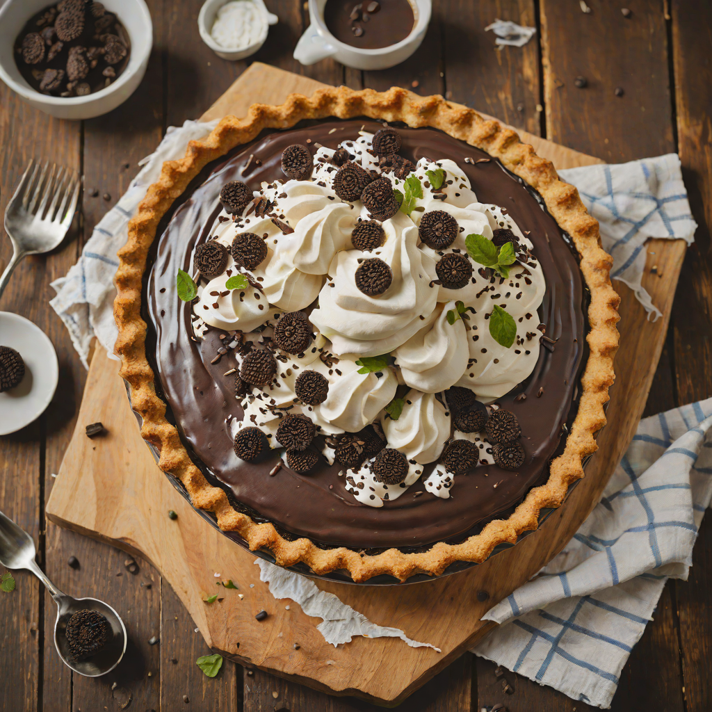 No-Bake Oreo Chocolate Ganache Pie with Whipped Cream