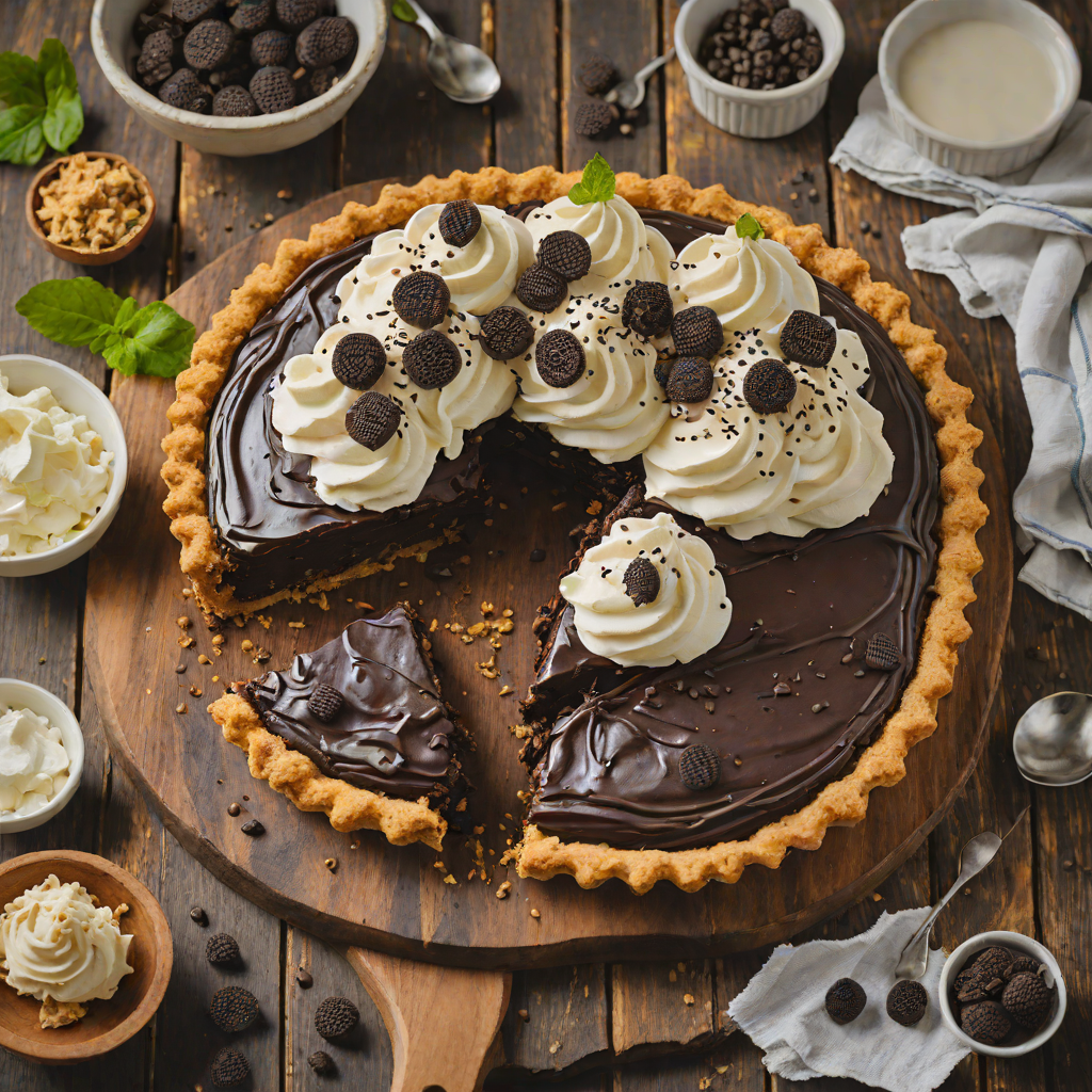 No-Bake Oreo Ganache Pie with Whipped Cream Mound