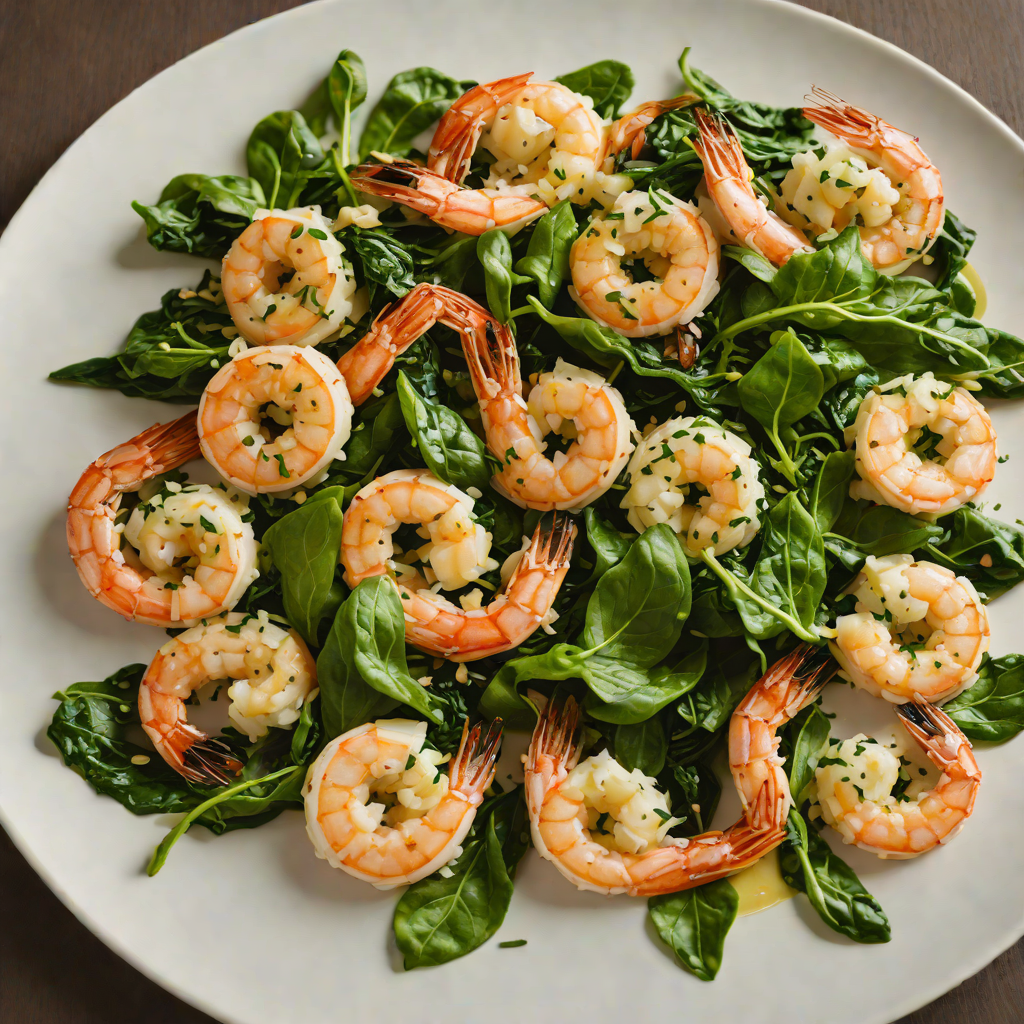 Sautéed Shrimp with Garlic Lemon Butter and Wilted Spinach