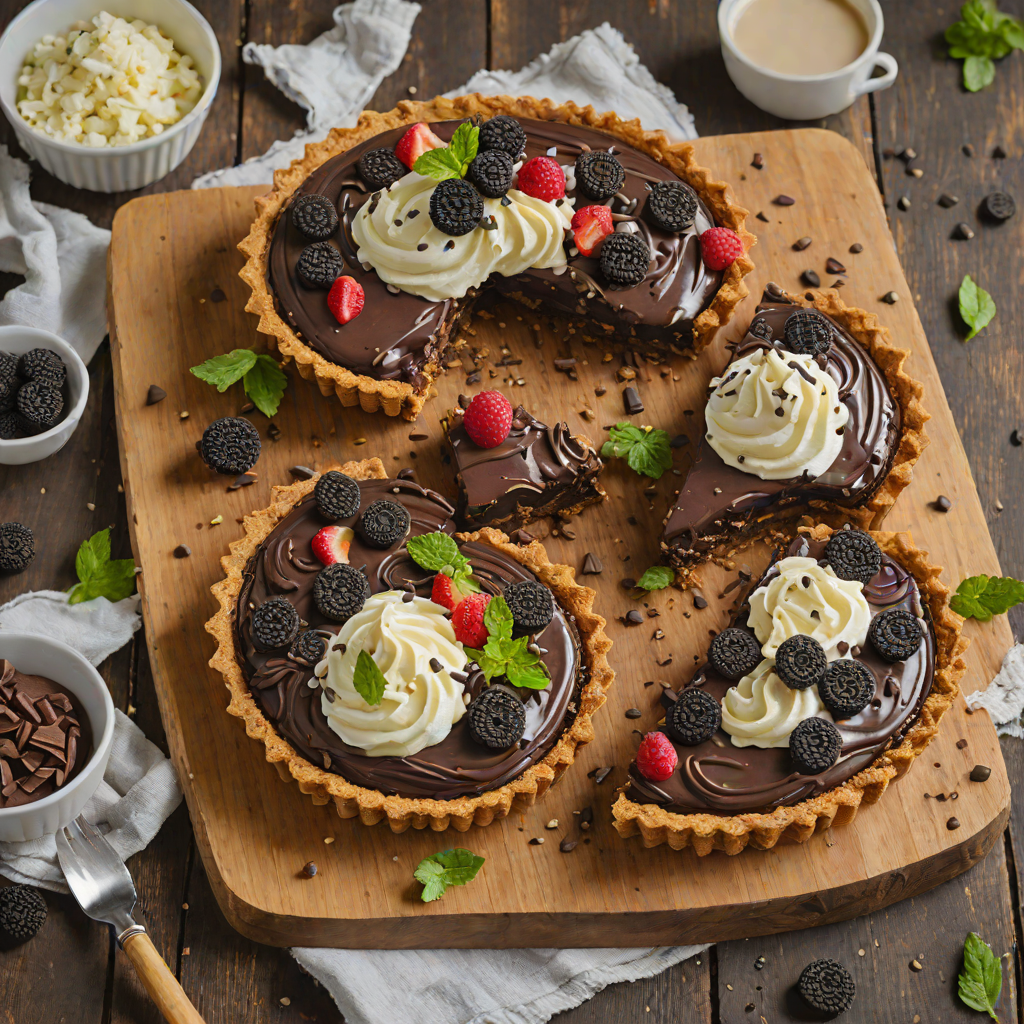 No-Bake Oreo Chocolate Ganache Tart with Whipped Cream