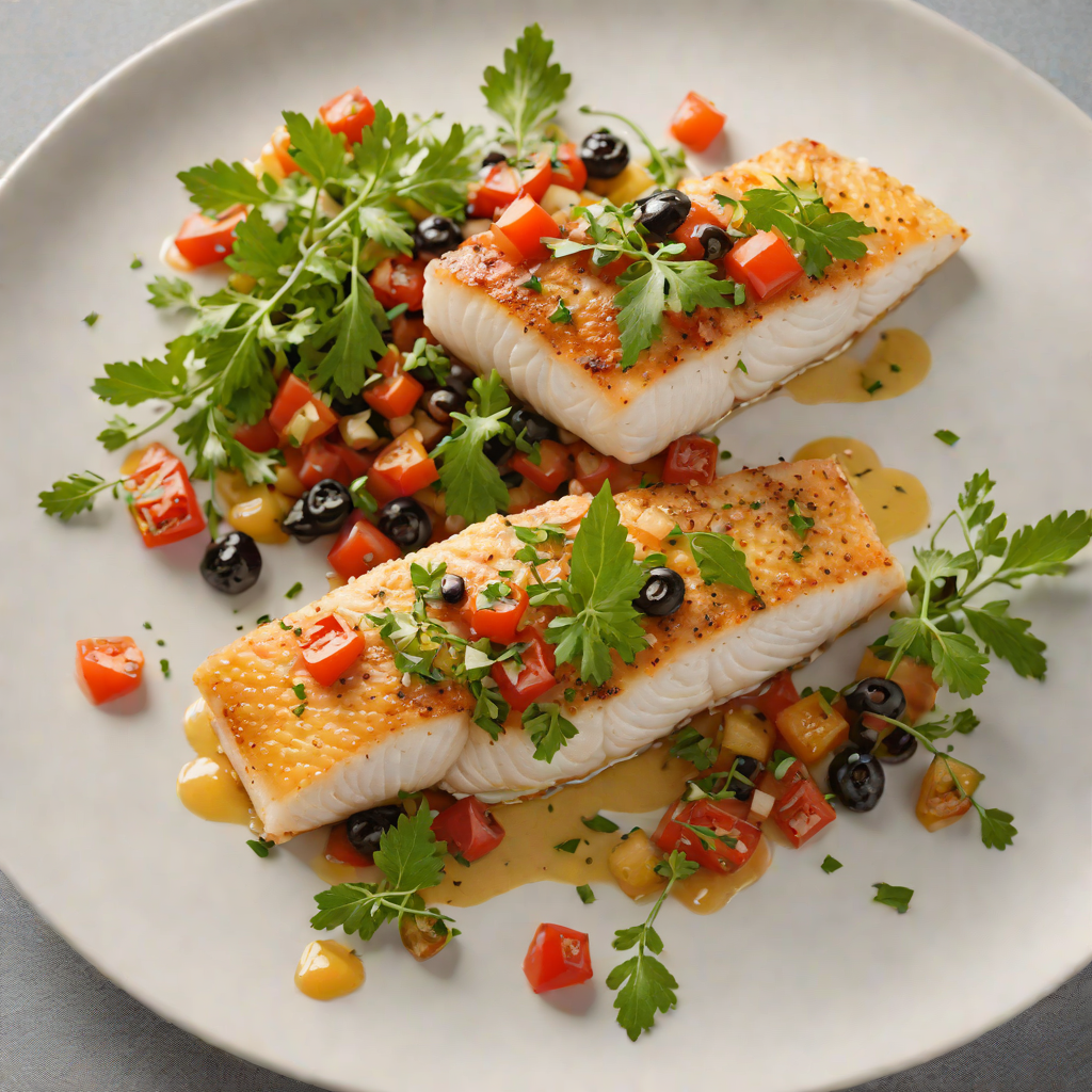 Pan-Roasted Cod with Tomato Olive Relish