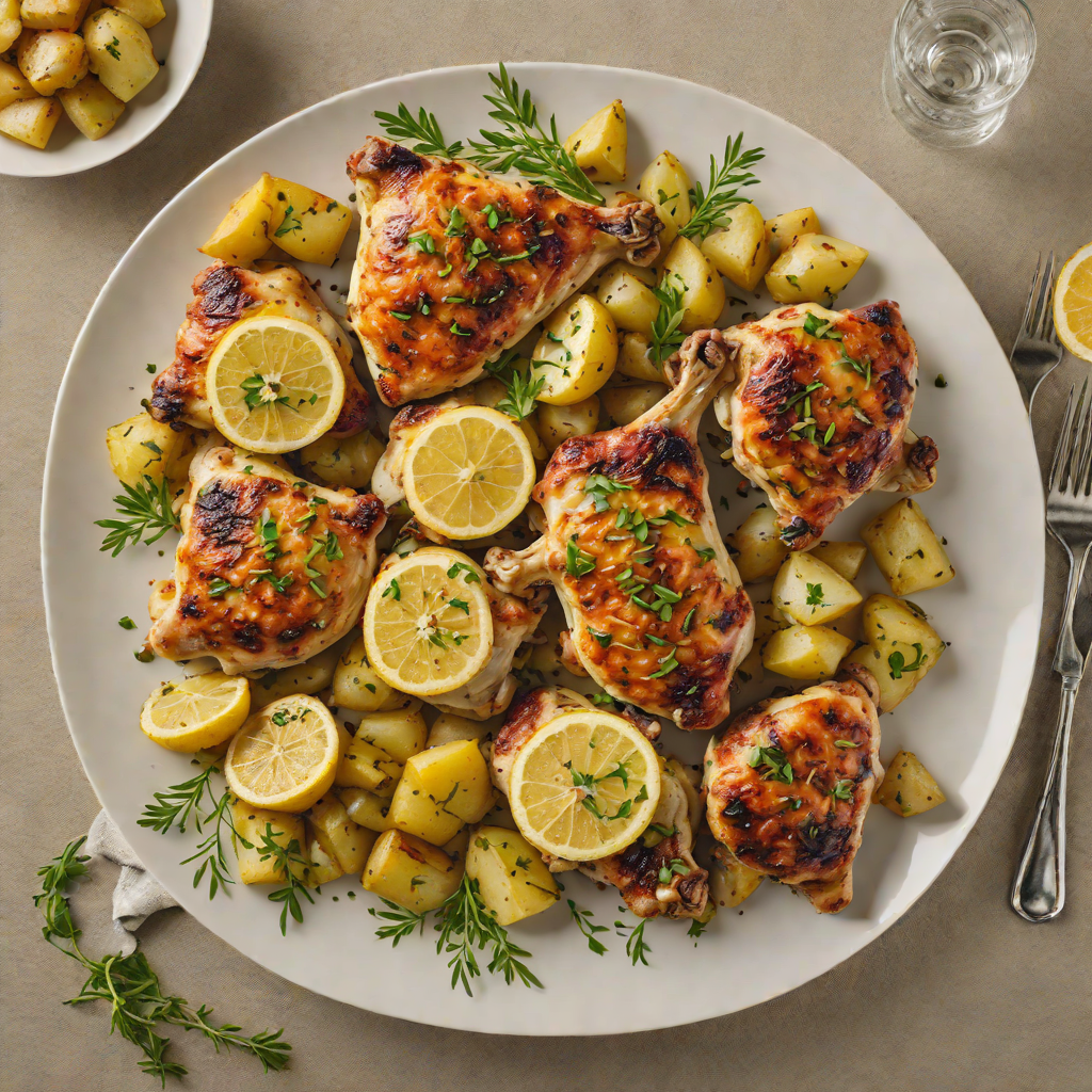 Oven-Roasted Lemon-Garlic Chicken Thighs with Herb Potatoes