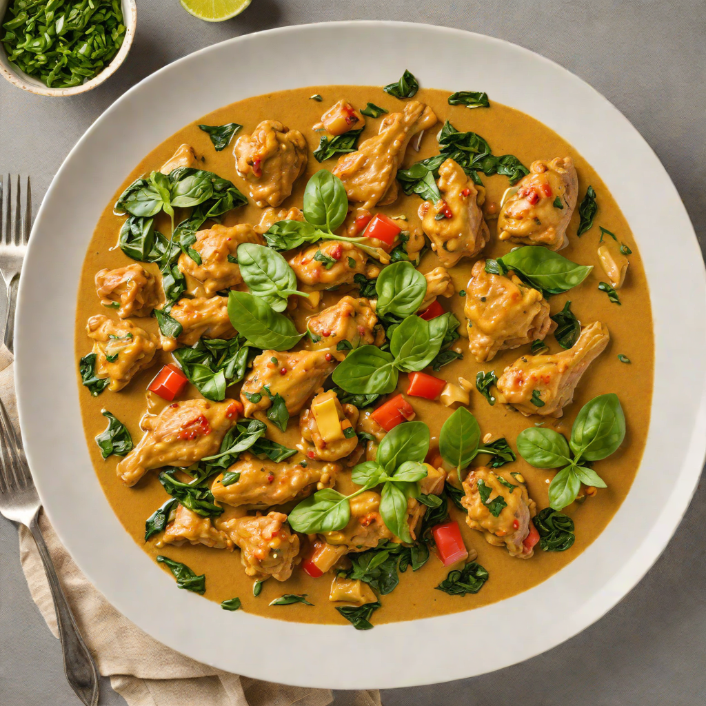 Half-Spiced Chicken Curry with Coconut Milk and Spinach