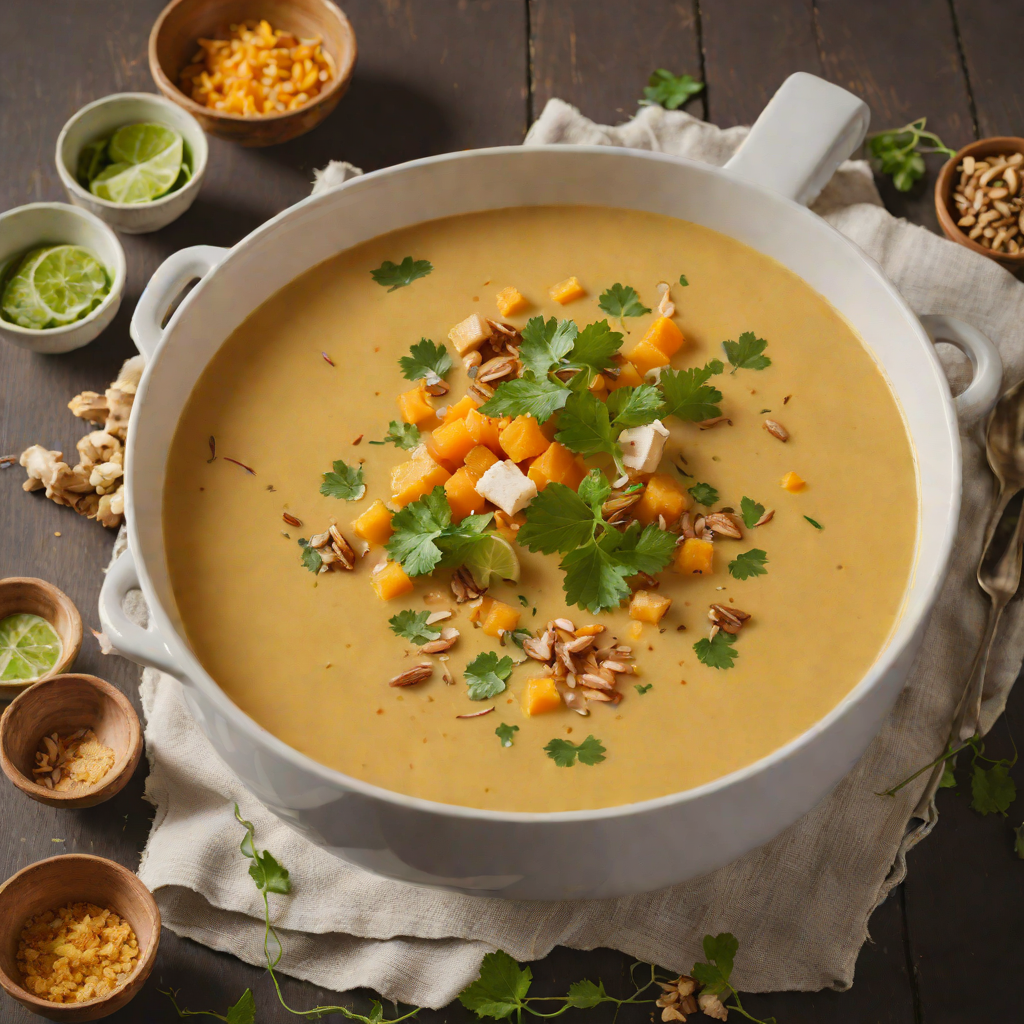 Quietly Spiced Coconut and Pumpkin Soup with Ginger and Lime