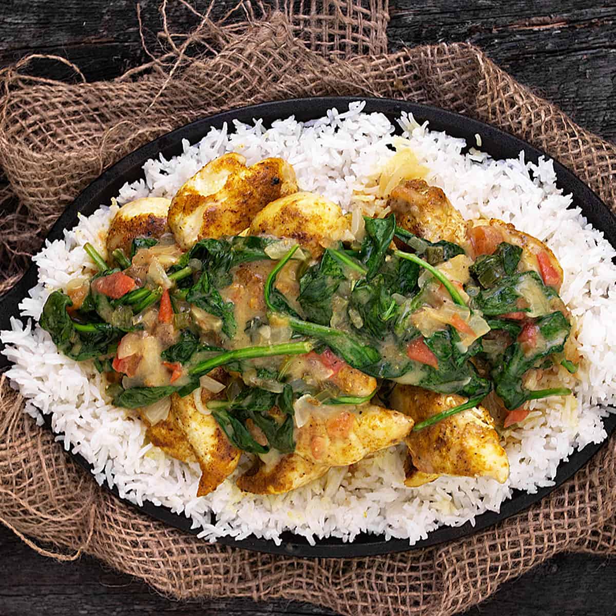 Sautéed Brazilian Chicken Curry with Spinach