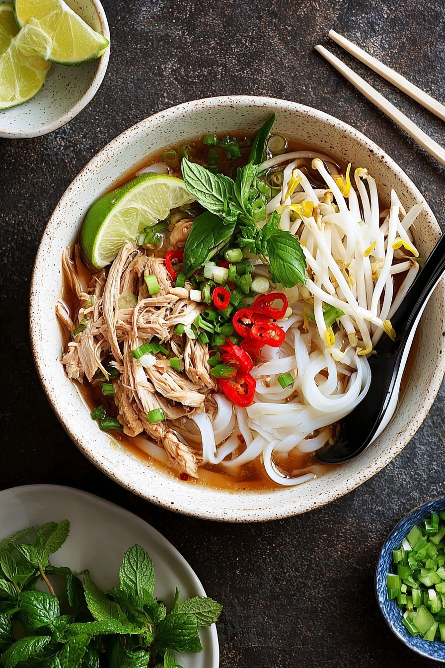 Slow-Simmered Vietnamese Beef Pho Broth with Fresh Rice Noodles