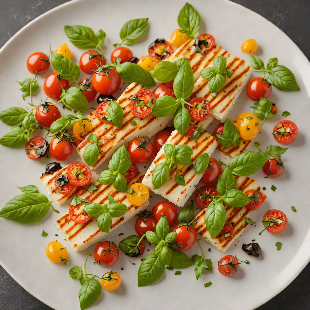 Pan-Seared Halloumi with Cherry Tomatoes and Basil