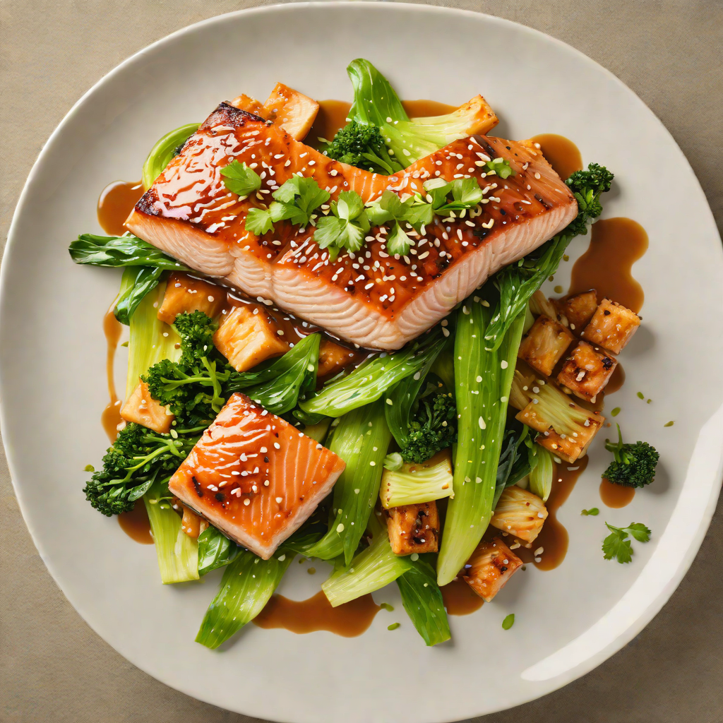Pan-Seared Asian-Style Glazed Salmon with Sesame Bok Choy