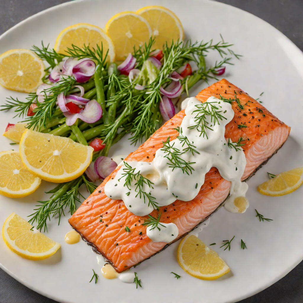 Oven-Baked Salmon with Lemon-Dill Yogurt Sauce