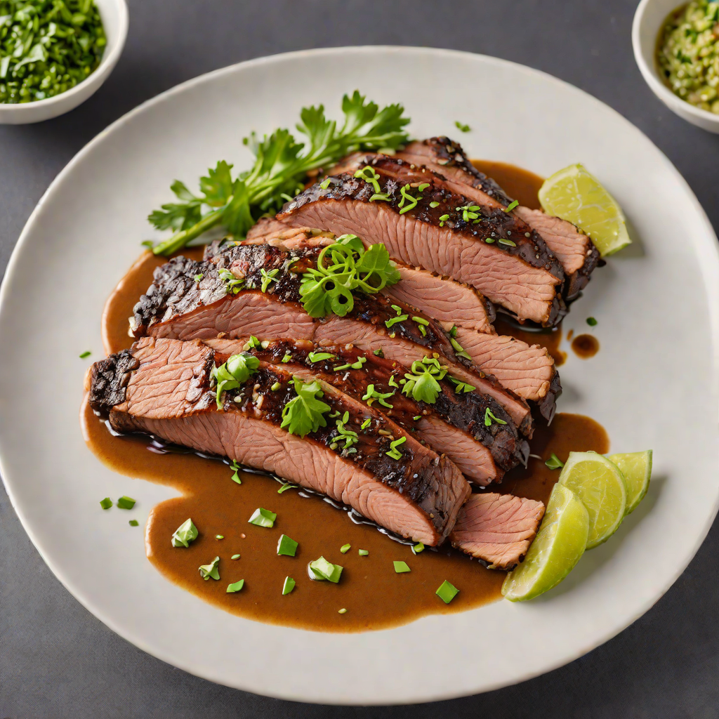 Smoked Coffee-Rubbed Beef Brisket with Charred Scallion Sauce