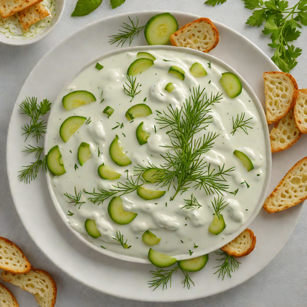 Chilled Tzatziki Yogurt Dip with Cucumber and Dill