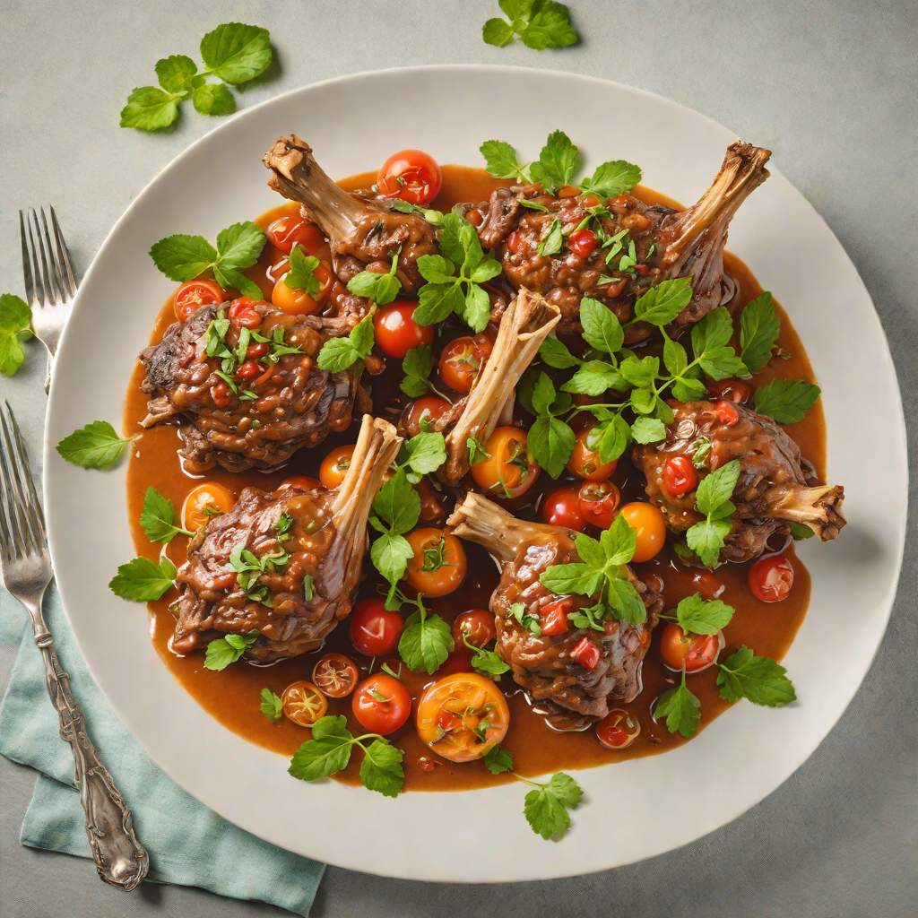 Slow-Cooked Lamb Shanks with Bush Tomato and Mint