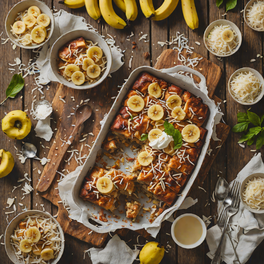 Rum-Soaked Banana and Coconut Bread Pudding