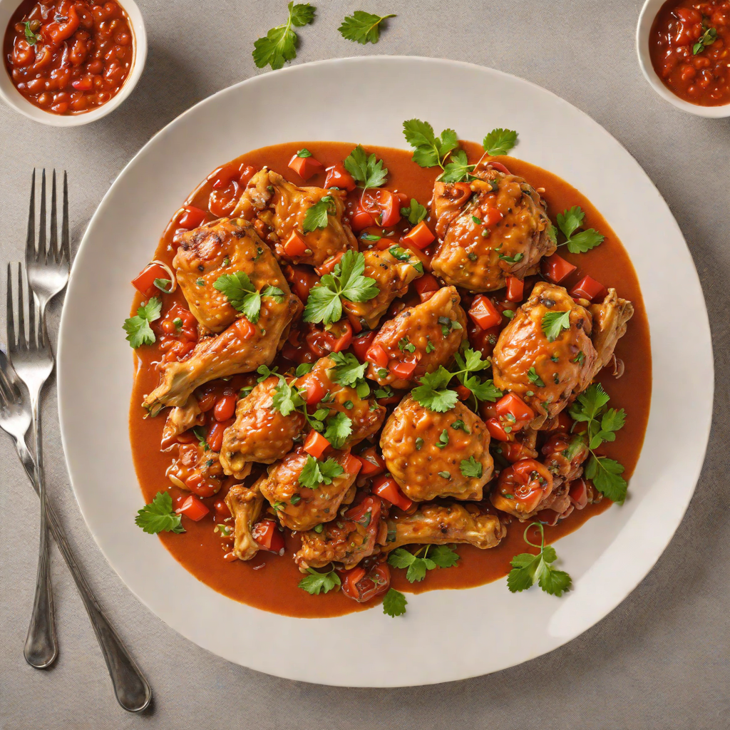 Braised Nigerian Spiced Chicken with Tomato and Pepper Sauce
