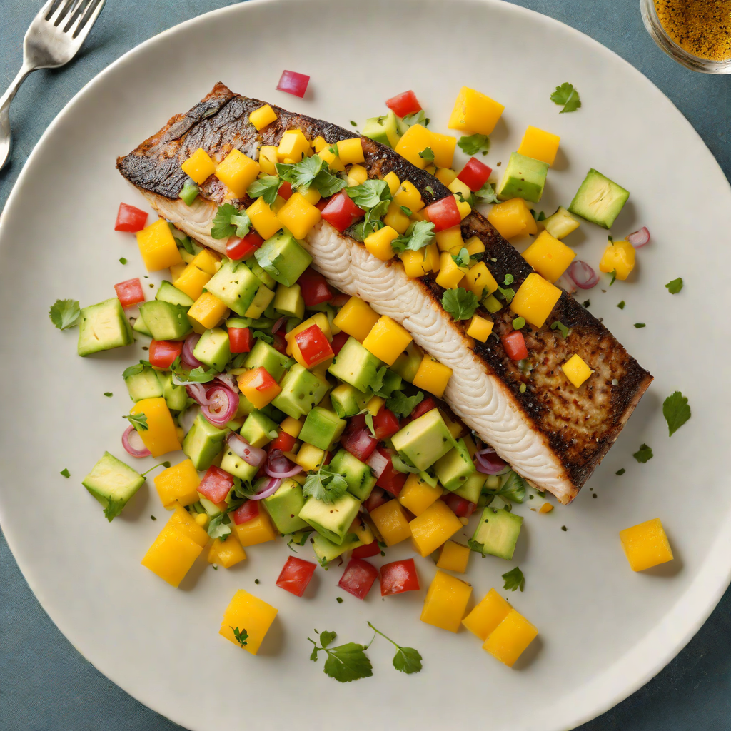 Pan-Seared Sea Bass with Avocado and Mango Salsa