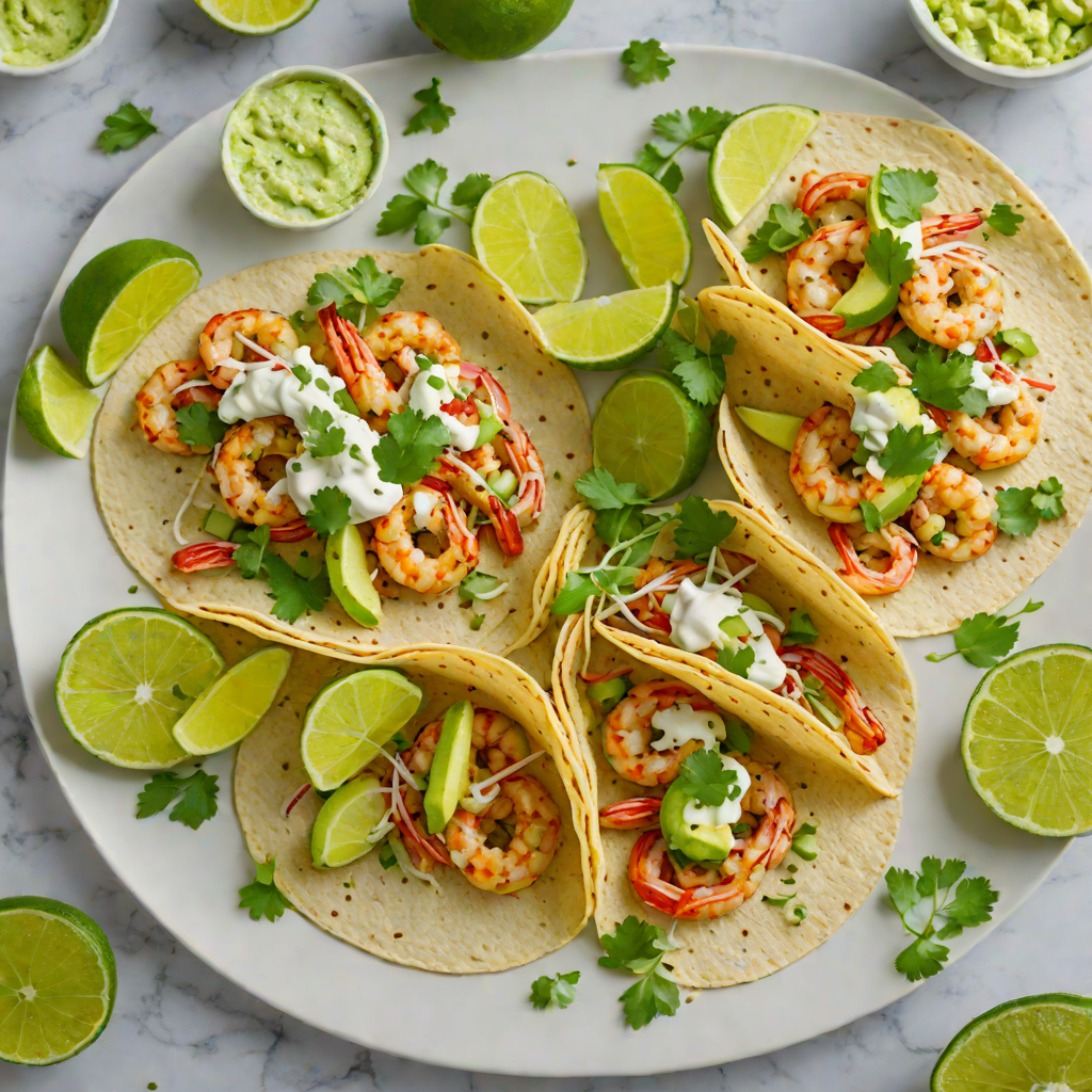 Grilled Lime and Cumin-Spiced Shrimp Tacos with Avocado Crema