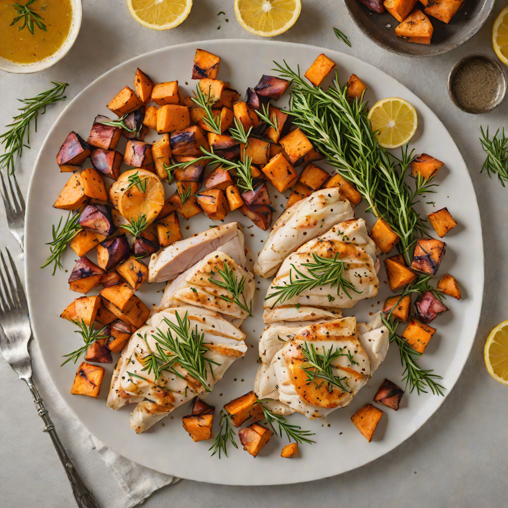 Sheet Pan Citrus-Rosemary Chicken with Roasted Sweet Potatoes