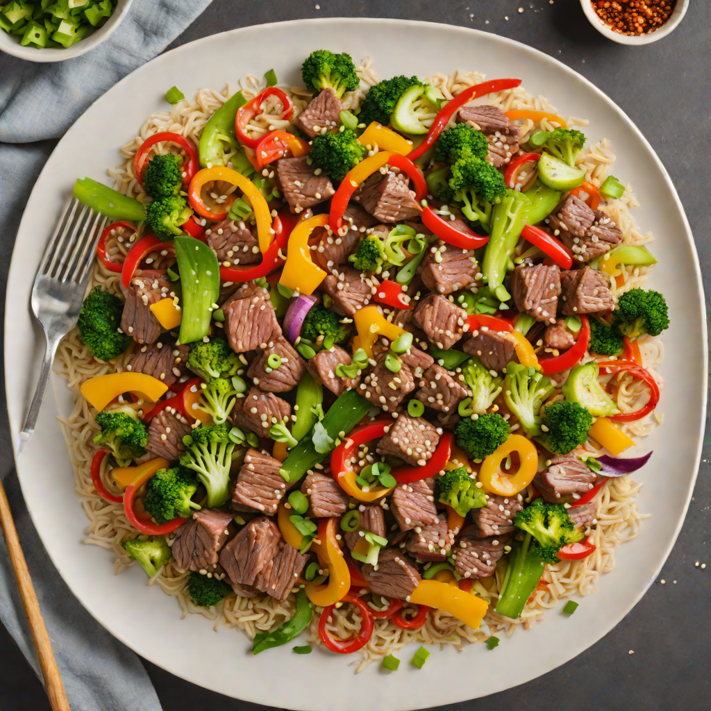 Garlic-Ginger Beef Stir Fry with Rainbow Vegetables