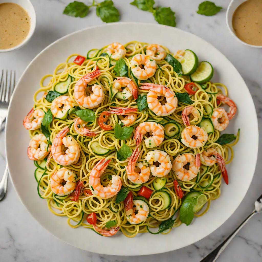 Zucchini Noodle Stir-Fry with Shrimp and Cashew Butter Sauce