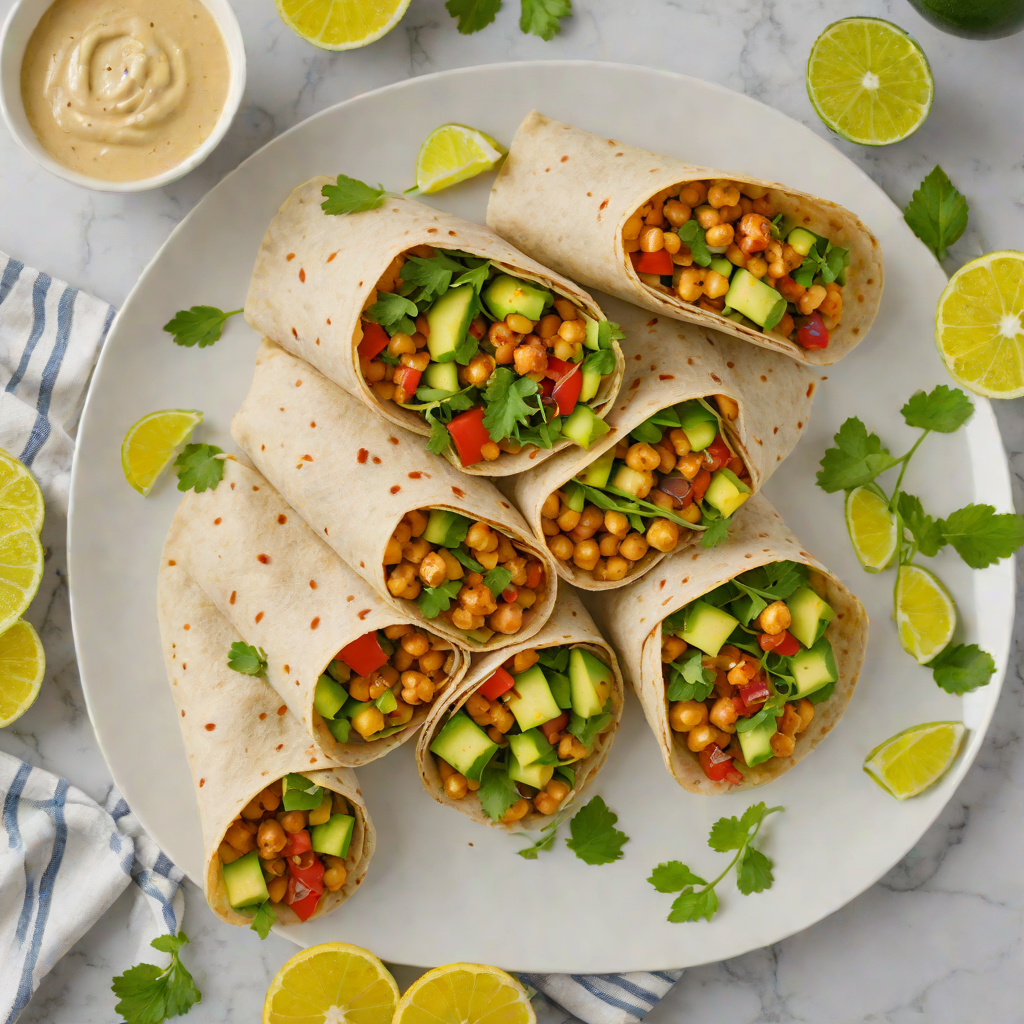 No-Bake Chickpea and Avocado Wraps with Lemon-Tahini Sauce
