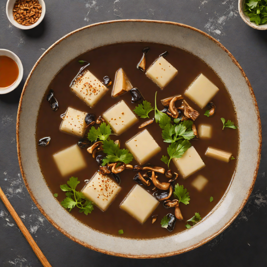 Ginger-Miso Broth with Silken Tofu and Shiitake Mushrooms
