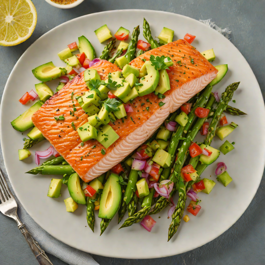 Oven-Roasted Salmon with Avocado Salsa and Asparagus