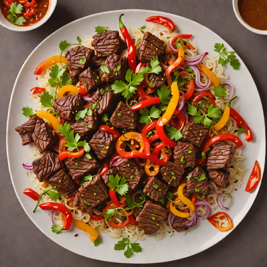 Grilled Berbere-Spiced Beef Tibs with Onions and Peppers