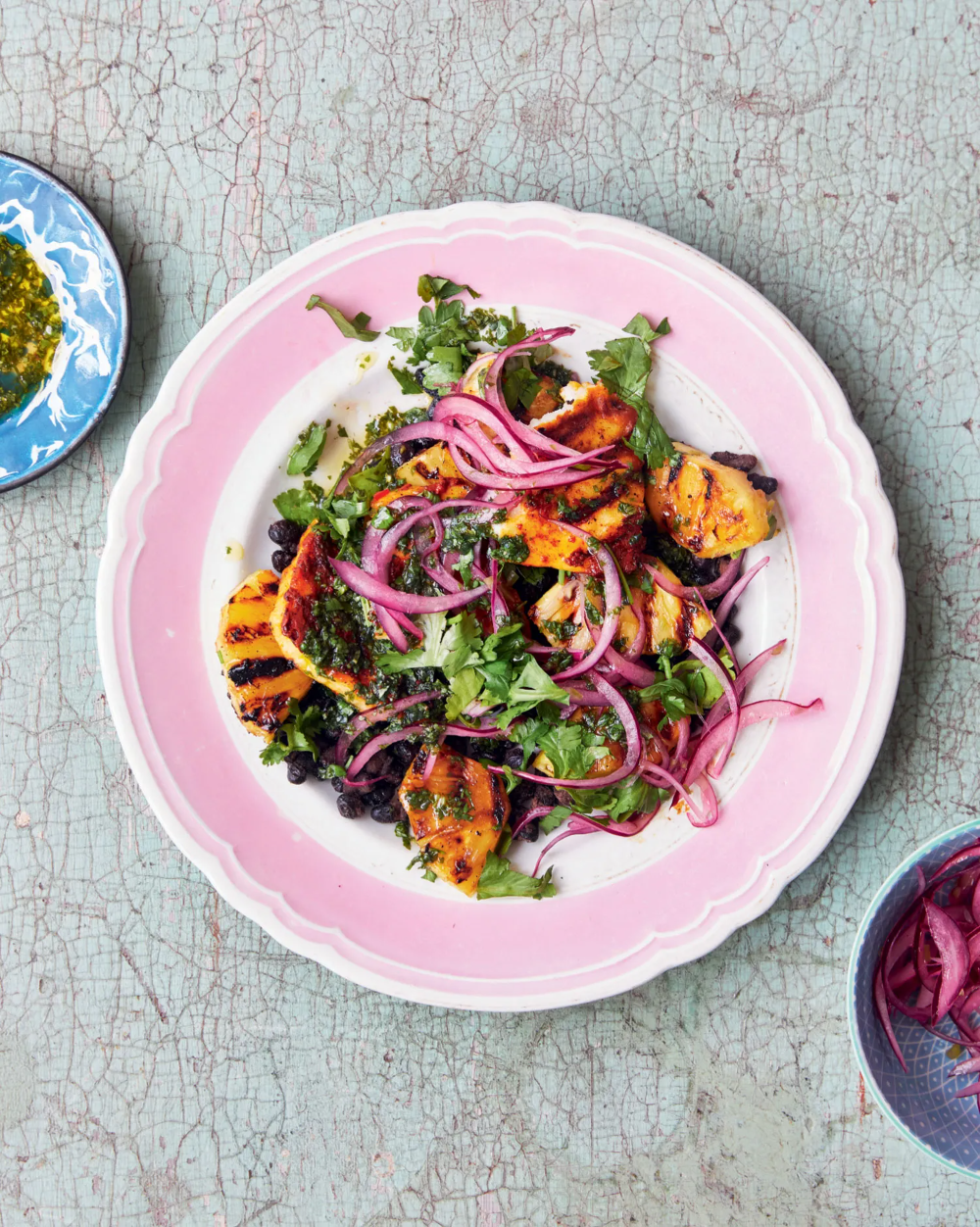 Grilled Pineapple and Halloumi Salad with Mint