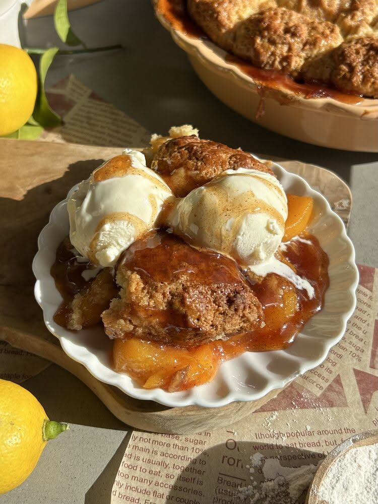 Baked Honey-Glazed Peach Cobbler