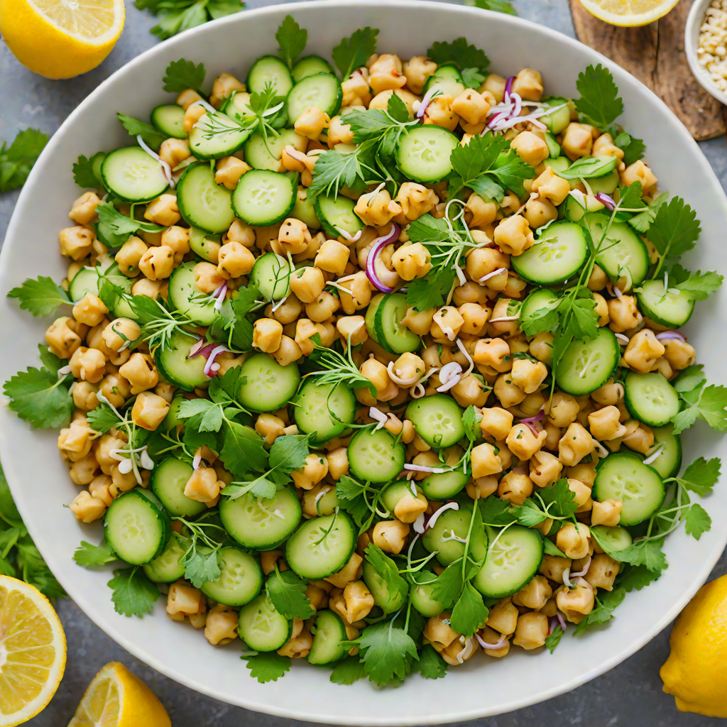 Cold Marinated Chickpea and Cucumber Salad with Lemon-Dill Dressing