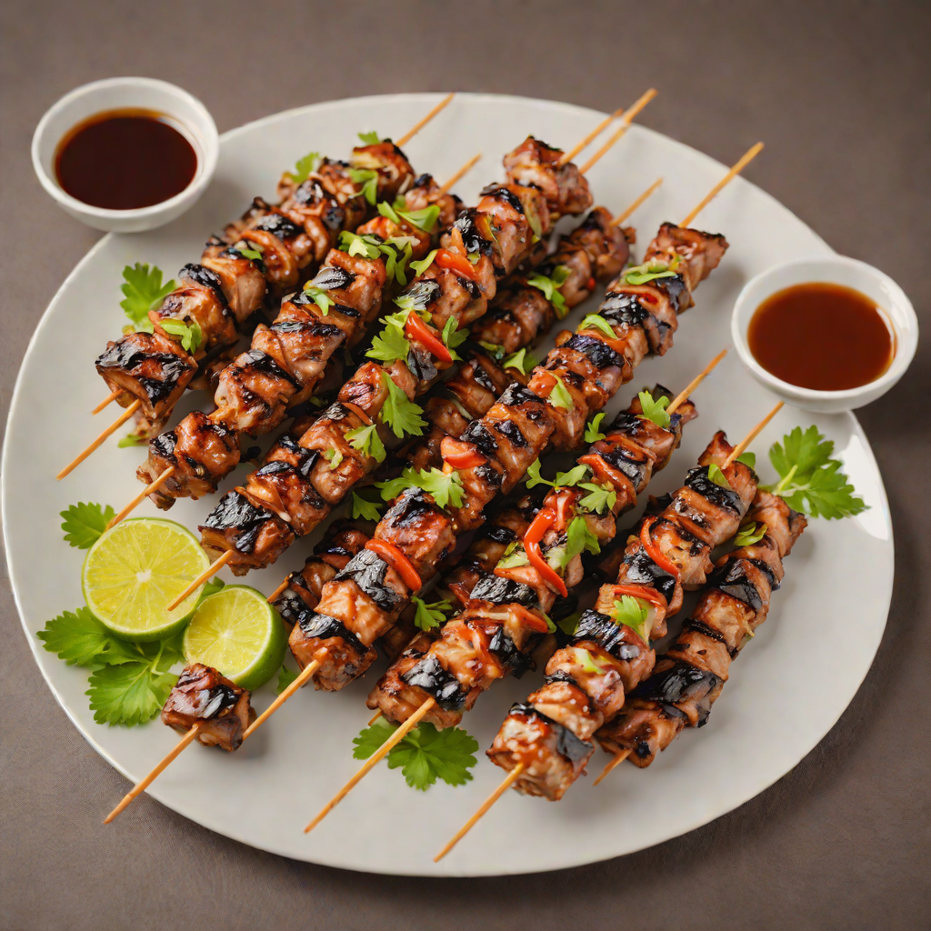 Charcoal-Grilled Filipino-Inspired Pork Skewers with Vinegar Dipping Sauce