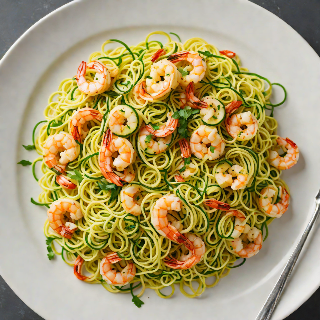 Stir-Fried Garlic Butter Zucchini Noodles with Shrimp