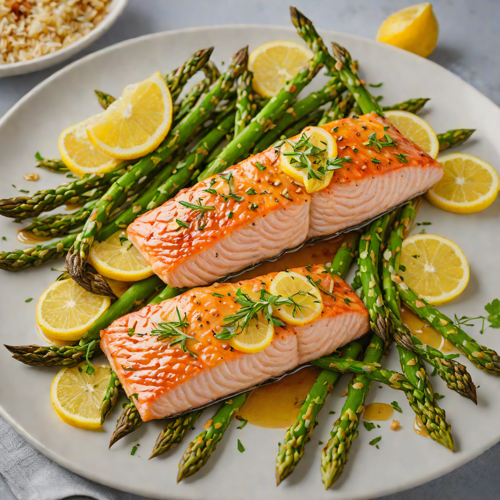 Sheet Pan Lemon-Honey Glazed Salmon with Roasted Asparagus