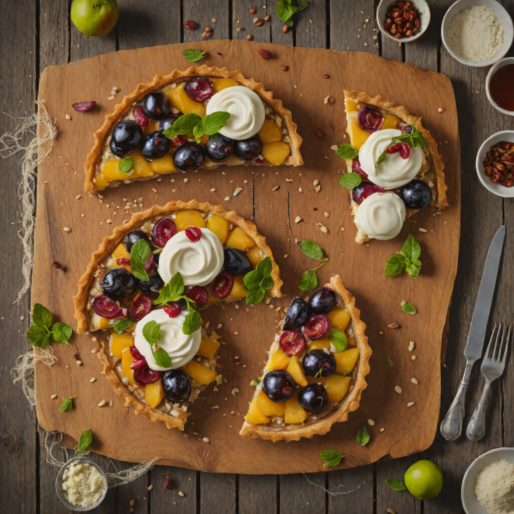 Macadamia and Davidson's Plum Tart with Finger Lime Cream