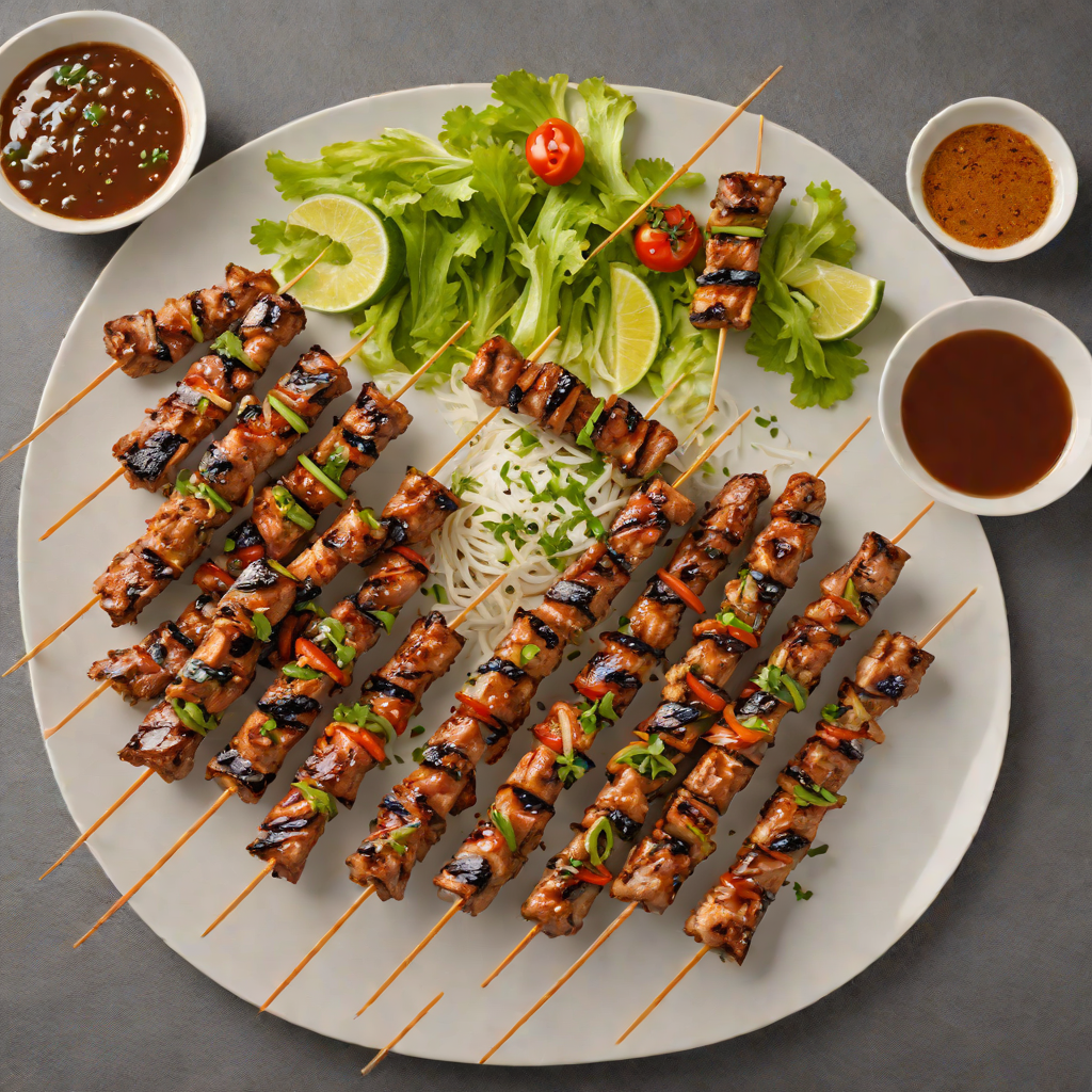 Grilled Filipino-Inspired Pork Skewers with Spiced Vinegar Dipping Sauce