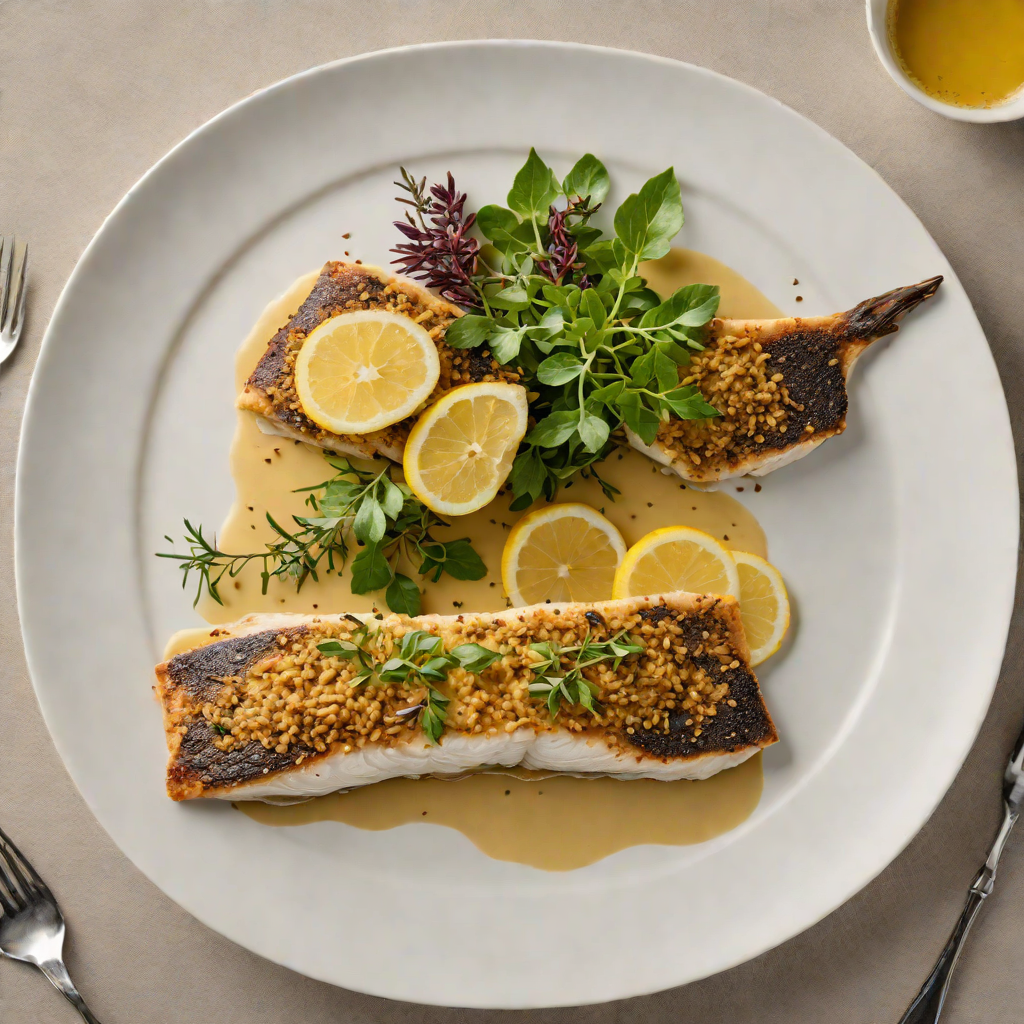 Slow-Roasted Barramundi with Wattleseed Crust and Lemon Myrtle Butter