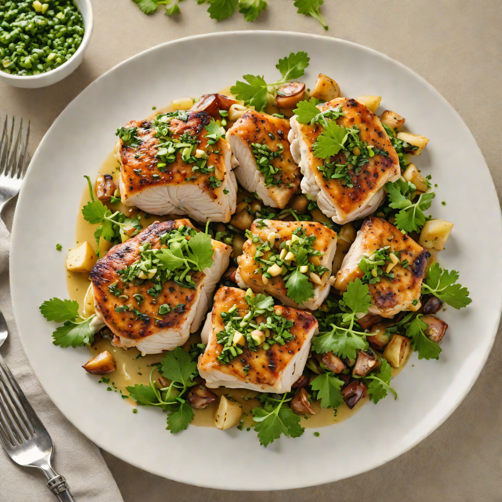 Pan-Seared Chicken Thighs with Roasted Garlic and Herb Salsa Verde