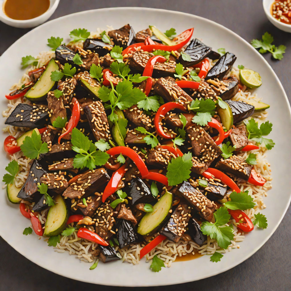 Eggplant and Beef Stir-Fry with Garlic Ginger Sauce
