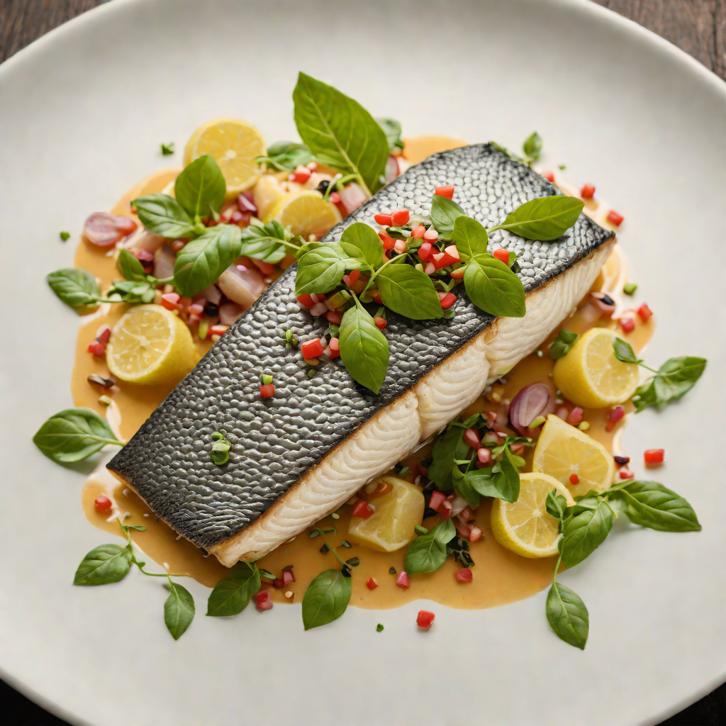 Slow-Cooked Barramundi with Finger Lime and Native Basil