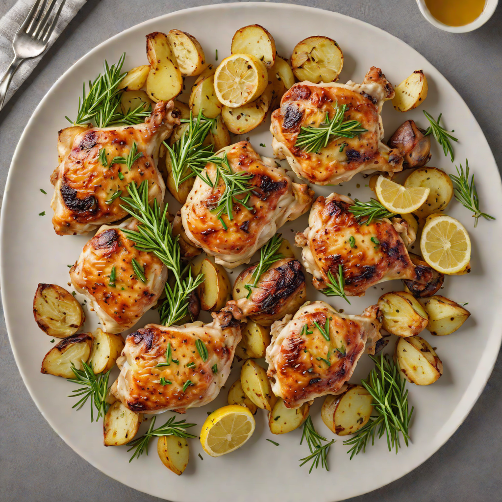 Sautéed Lemon-Garlic Chicken Thighs with Rosemary and Roasted Potatoes