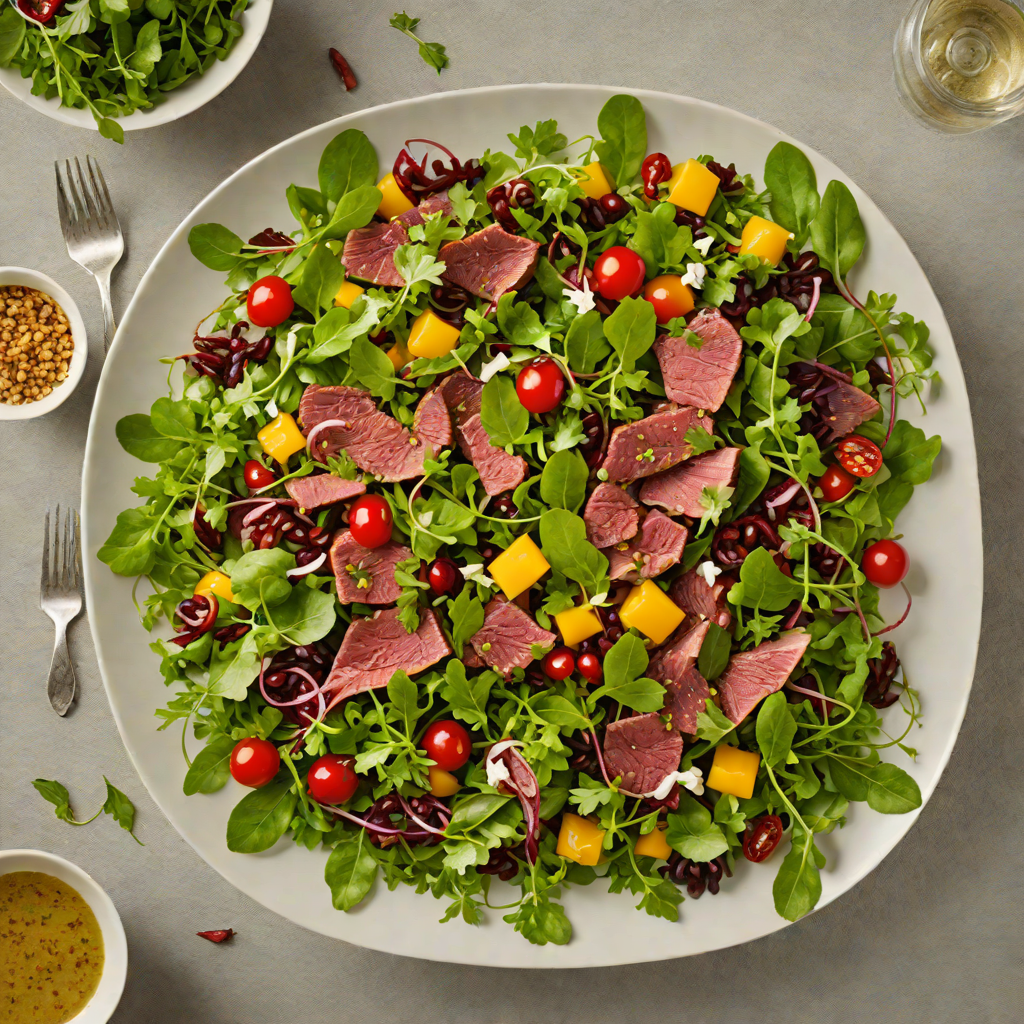 Kangaroo Meat Salad with Quandong Vinaigrette and Native Greens