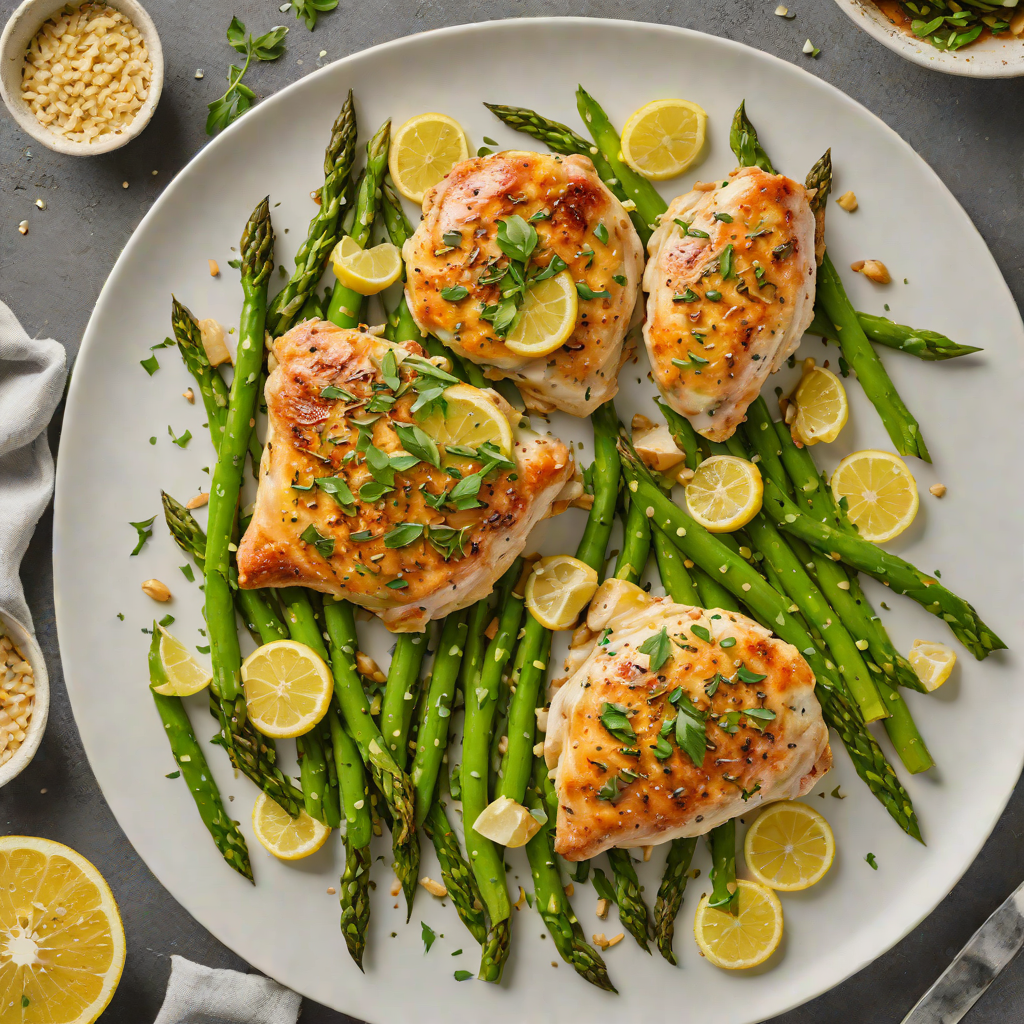 One-Pan Baked Lemon Garlic Chicken with Asparagus