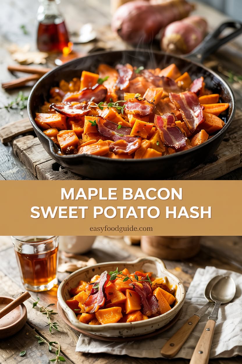 Maple-Bacon Sweet Potato Hash with Scrambled Eggs